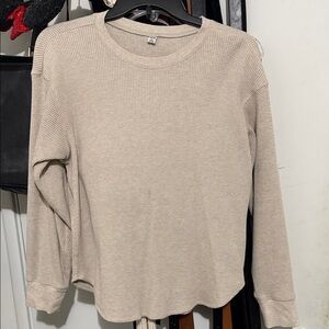 Uniqlo Beige Waffle Knit Long Sleeve Top